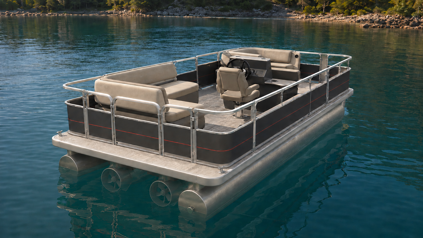 Modern pontoon passenger vessel powered by podded propeller systems